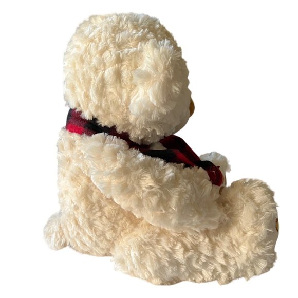 Best Made Toys Teddy Bear White Winter Holiday Plush Flannel Bow Stuffed Toy - Picture 3 of 9